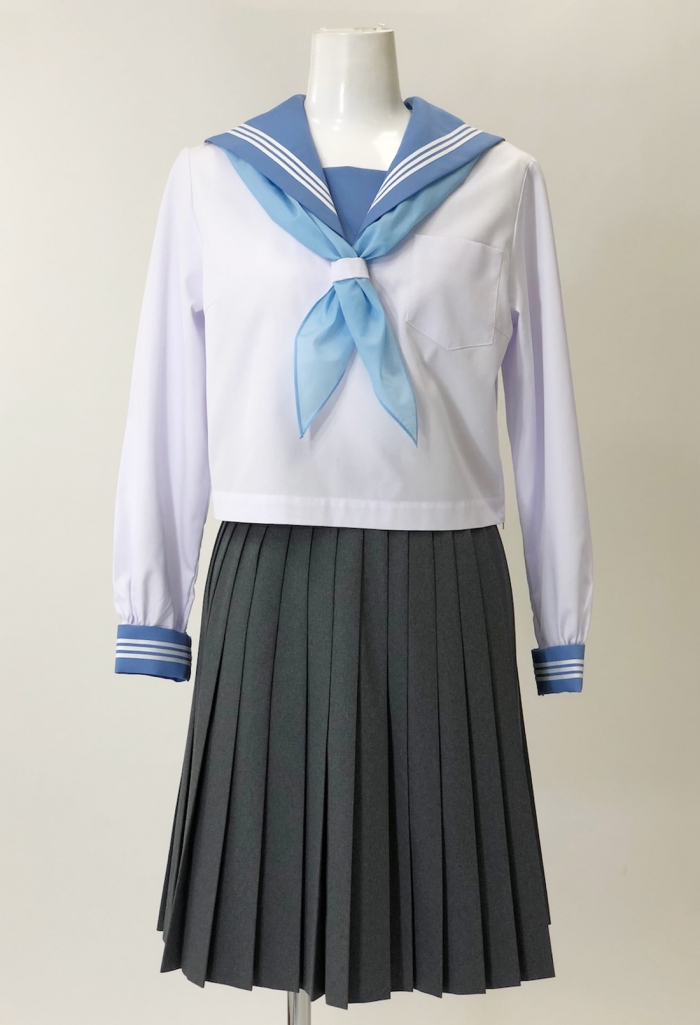 ブルー衿長袖セーラー服 
全7点